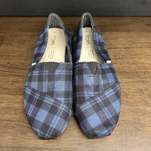 CURRENTLY SOLD OUT Toms Mens Alpargata Charcoal Herringbone Synthetic Trim‎ Sz 8 - Picture 1 of 8